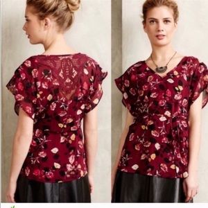 Anthropologie Meadow Rue Rose Garden Blouse S EUC